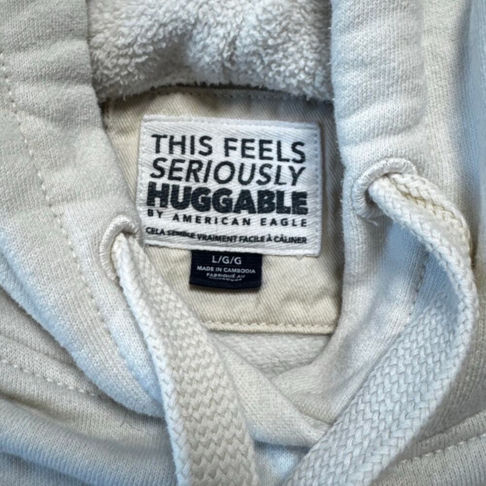 American Eagle Women's Seriously Huggable Oversized Cream Fleece Hoodie Size L - Picture 5 of 12